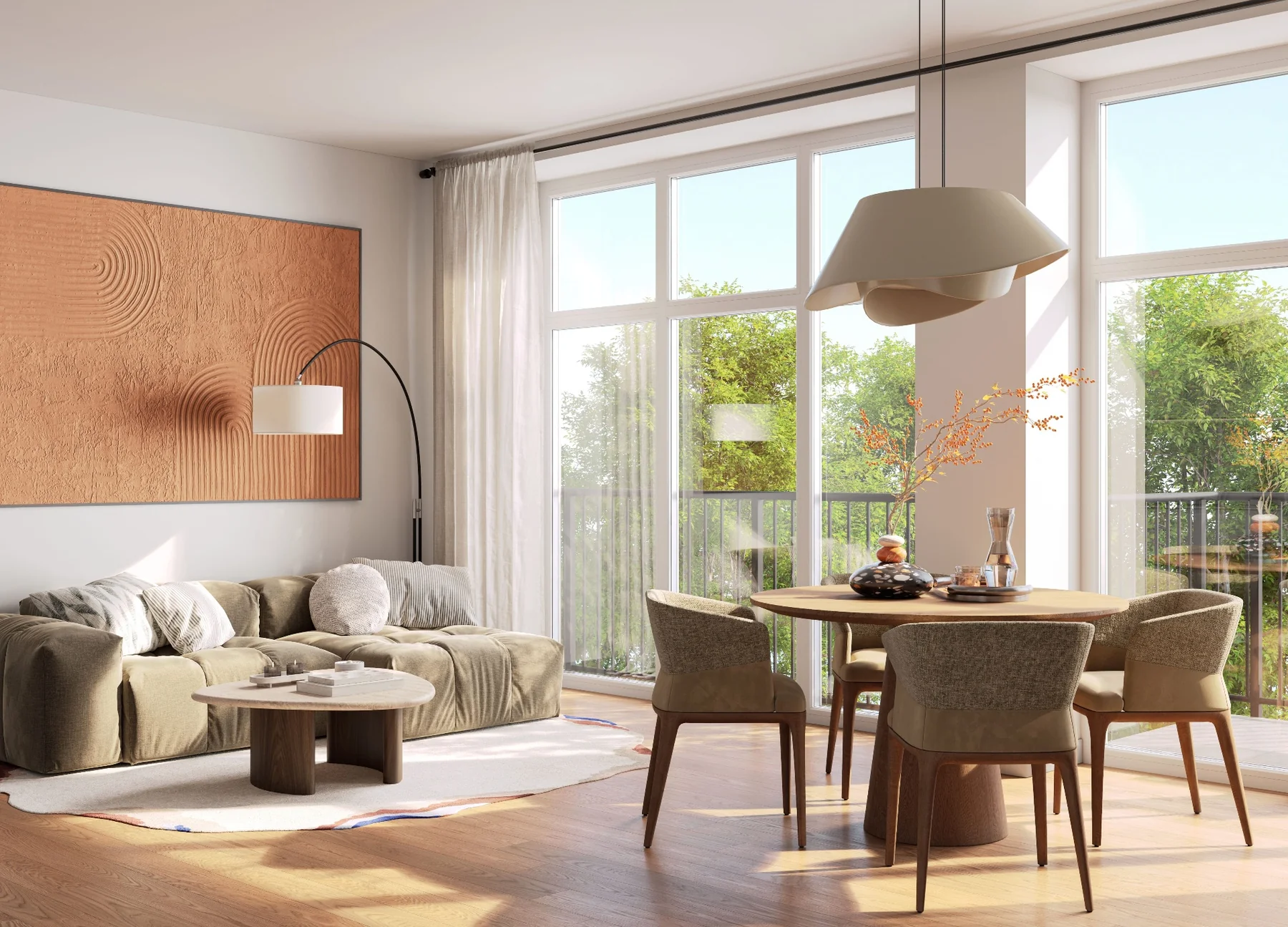 Modernes Wohnzimmer im Atelierhof Berlin